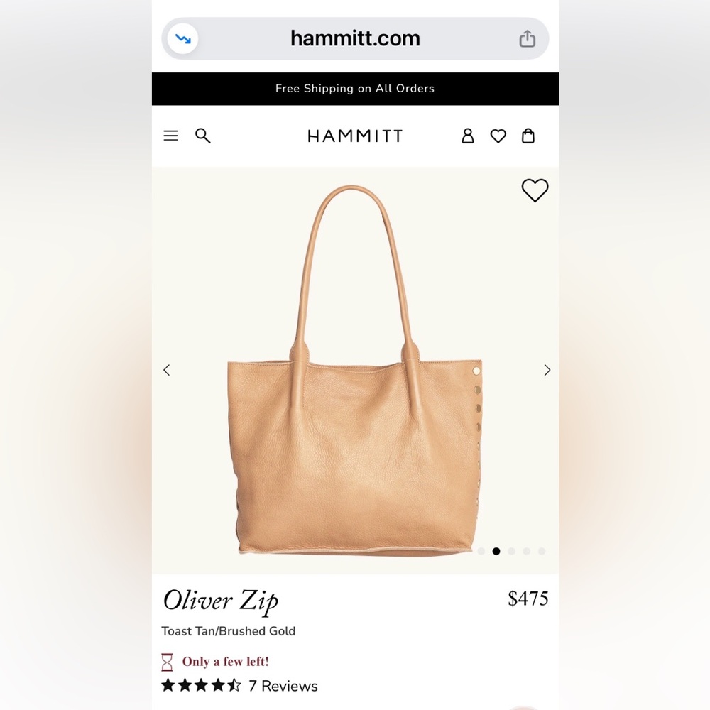 Tan Hammitt Slouchy Tote Bag. Leather